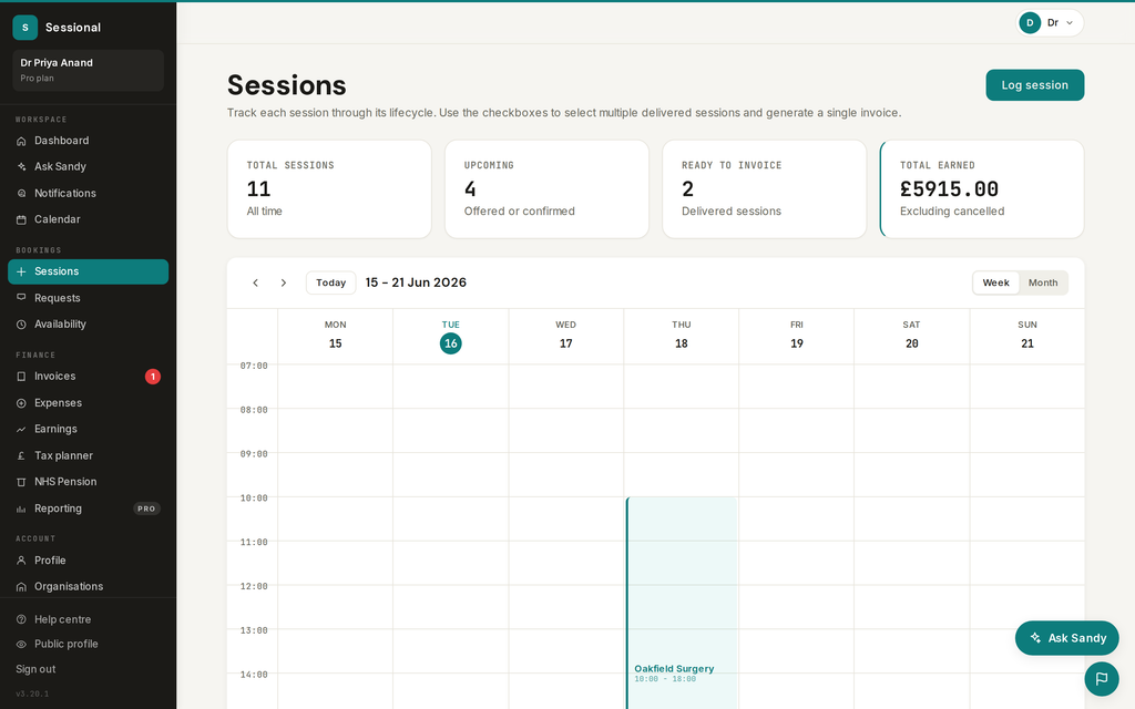 Every session tracked from logged through to paid